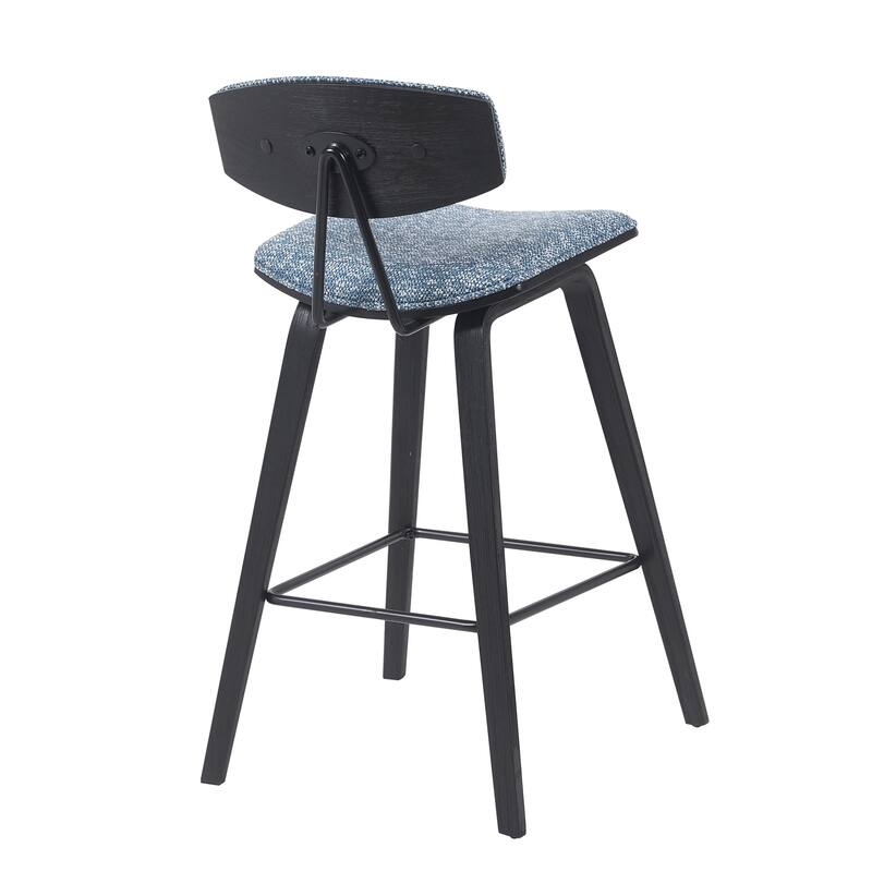 Fox Mid-Century Bar Stool, Upholstered Counter Height Chair with Bentwood Legs