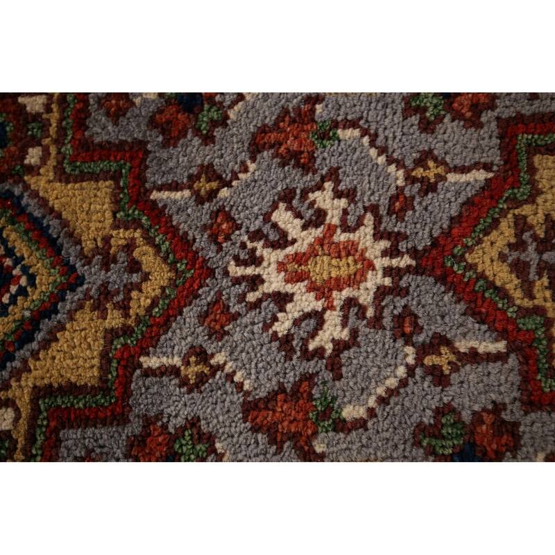 Geometric Gray Heriz Serapi Indian Runner Rug Hand-Knotted Wool Carpet - 2'6"x 9'10"