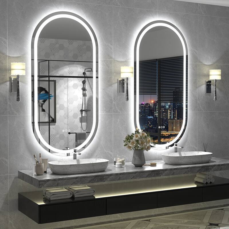 UL Certified Oval LED Lighted Anti-fog Wall Bathroom Vanity Mirror