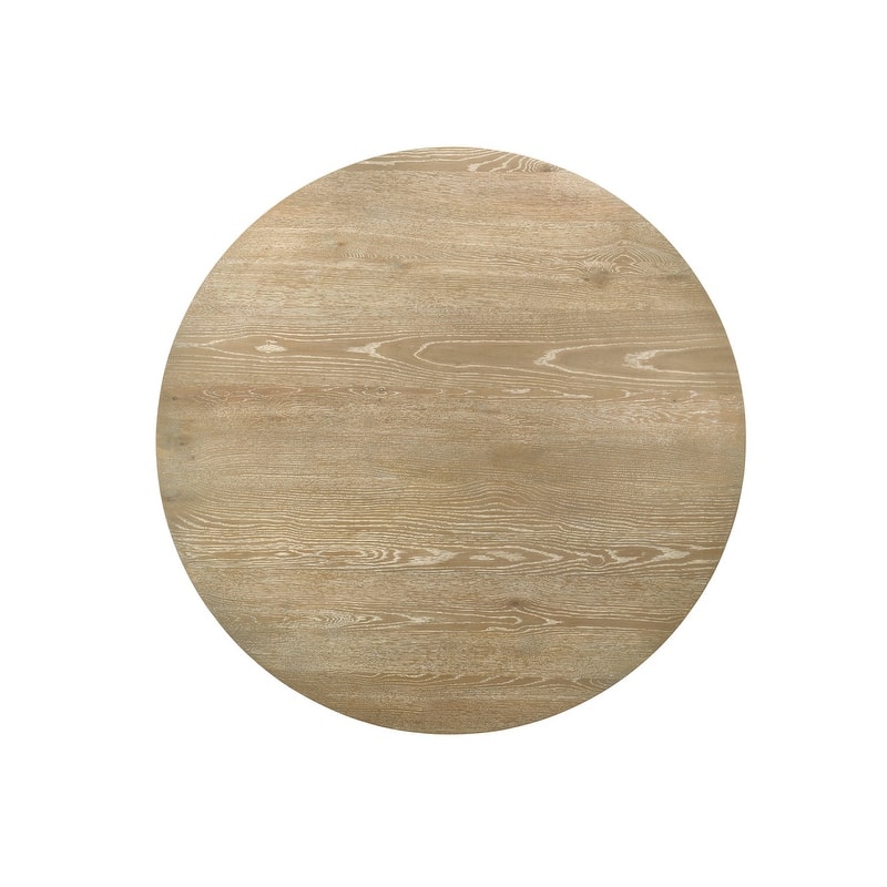 Eden 59" Round Rustic Oak Dining Table with LED Light, Black Metal Frame, Shelves
