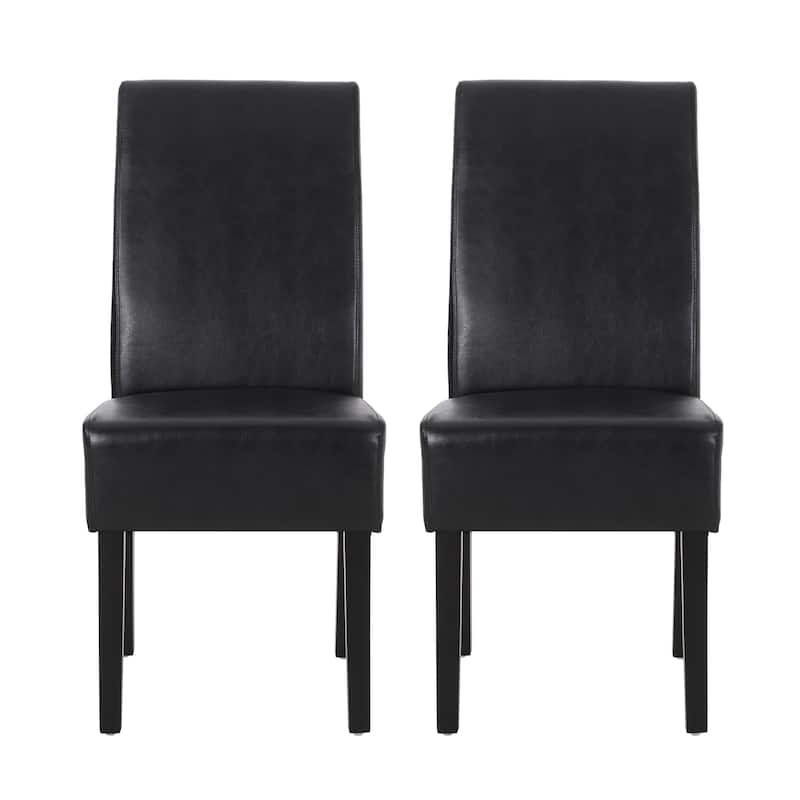 Modern Set of 2 Dining Chairs with Backrest Upholstered Seat, Rubberwood Legs for Dining Room Living Room and Bedroom