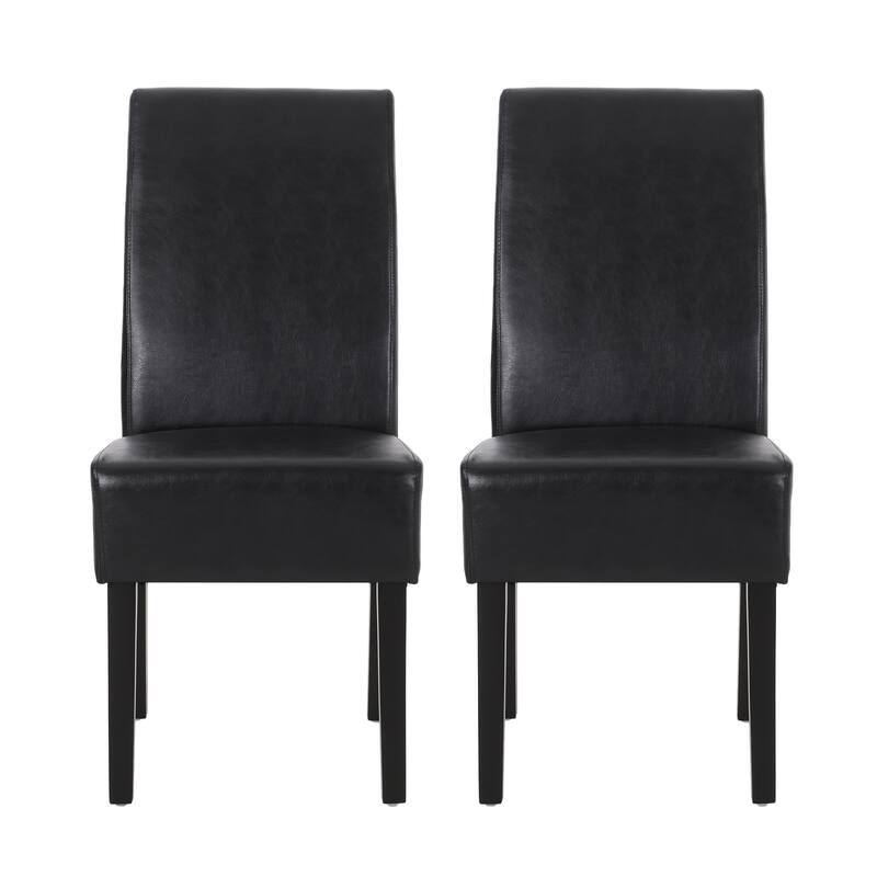 Upholstered Chairs Kitchen & Dining Room, PU Dining Chairs Set of 2, Modern Armless Dining Table Chairs with Matel Legs, Black