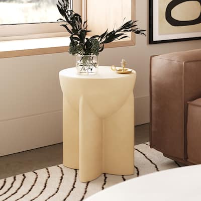 Modrest Elsa Modern Beige Concrete Round End Table