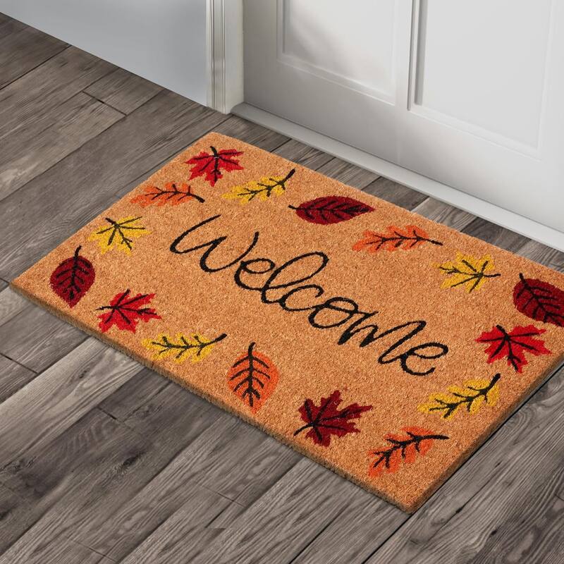A1HC Natural Coco Coir Door Mat with Heavy Duty Non-Slip PVC Backing - 18" x 30" - Easy to Clean