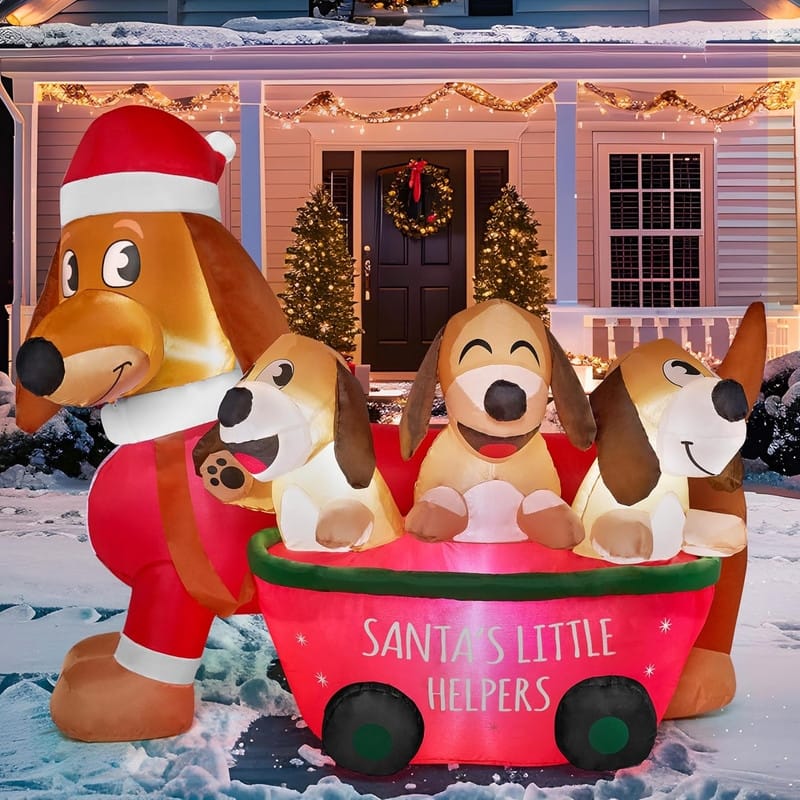 Cheerful Christmas Puppy Inflatable