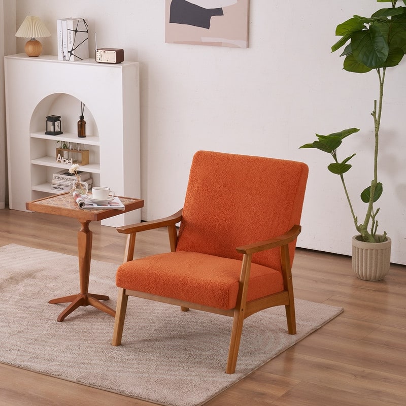 Home Comfort Mid Century Modern Wood Frame Accent Chair