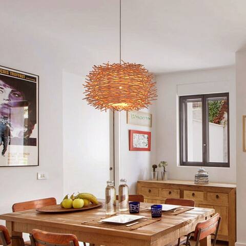 Nulty Bohemian Handmade Rattan Pendant with Adjustable Cord