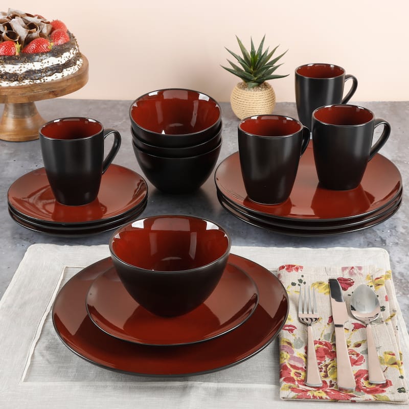 Gibson Soho Lounge Round 16-Piece Dinnerware Set - Blue