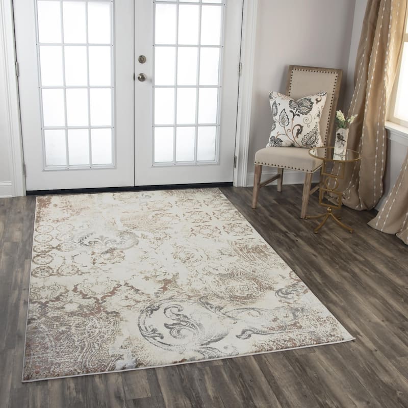 Alora Decor Lavish Beige/Gray Distressed Ornamental Area Rug