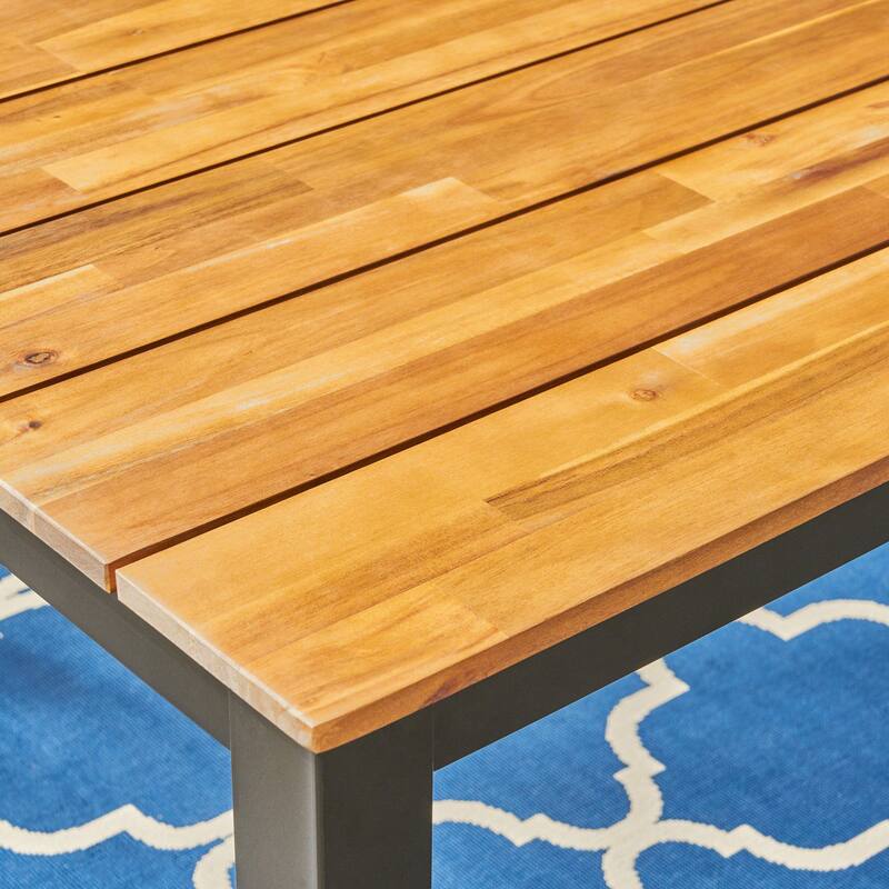Rectangular Outdoor Dining Table, 71"L Acacia Wood Patio Table, Outdoor Farmhouse Bistro Table for Yard, Garden