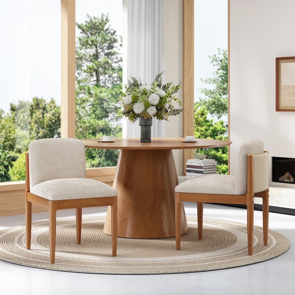 Christopher Knight Home - Modern Rubberwood Dining Chairs with Woven Rope Backrest