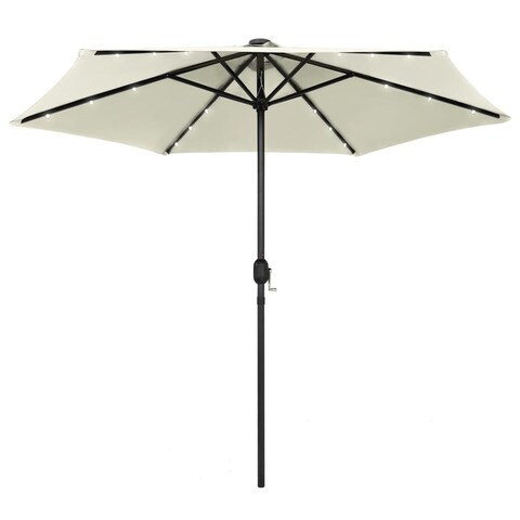 vidaXL Parasol with LED Lights and Aluminum Pole 106.3" Taupe