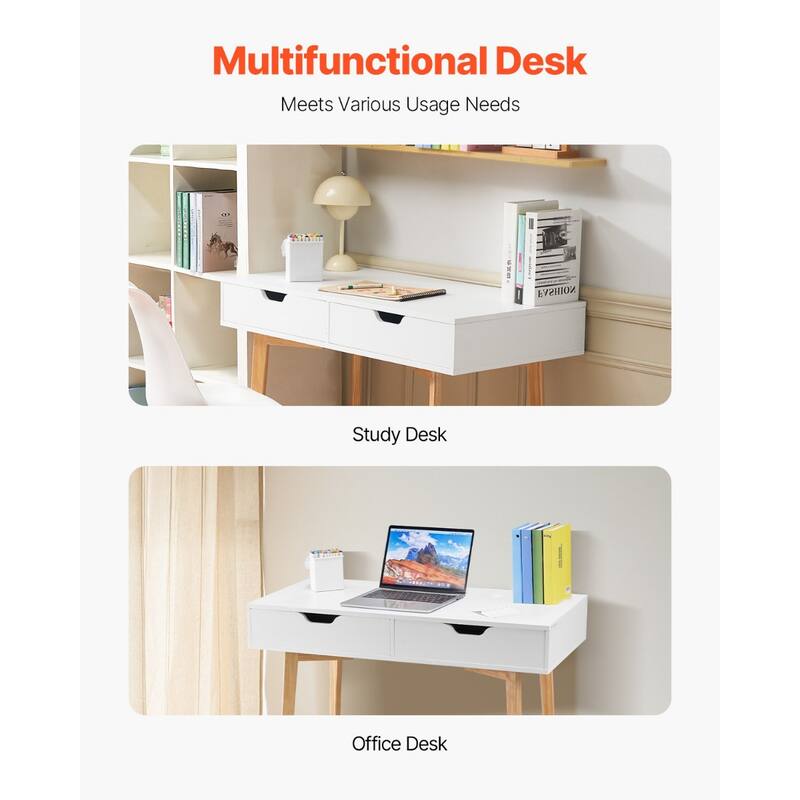 Kids Desk with Drawers for Bedroom, Wooden Study Table for Writing - 38.98 x 20.08 x 30.12 in