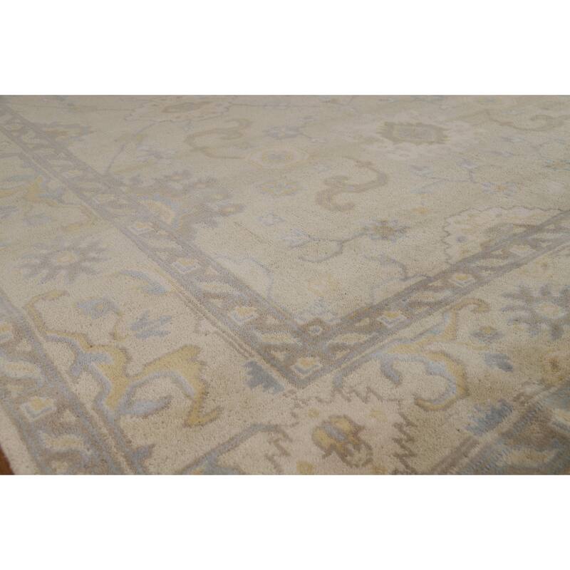 Earth Tone Oushak Indian Rug Hand-Knotted Transitional Wool Carpet - 8'0"x 9'5"