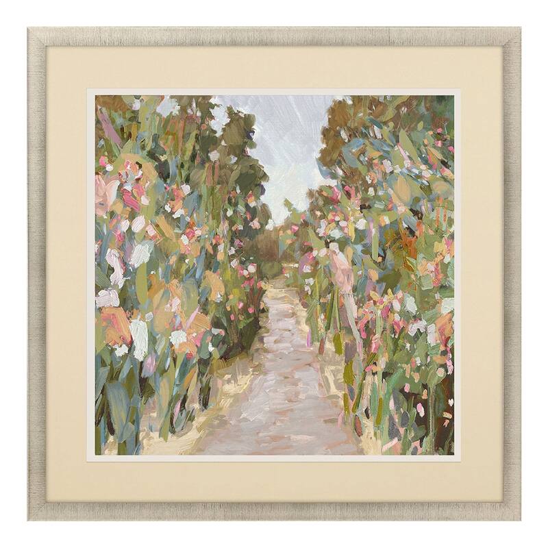 Garden Delight - Path Framed Art Giclee Under Glass - Pink - 41 X 41 X 2