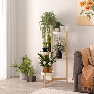 Modern Natural Wood 3/4/5 Tier Corner Plant Stand - Bed Bath & Beyond ...