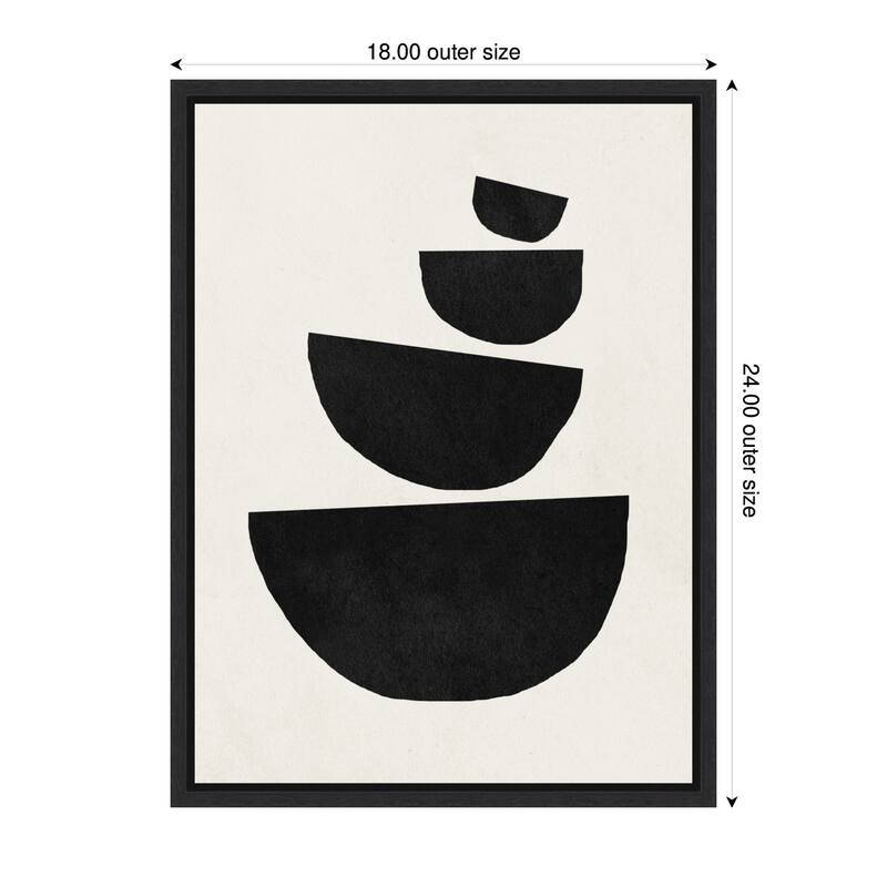 Kate and Laurel Sylvie Black Geometric Abstract 1 Framed Canvas by July Art Prints