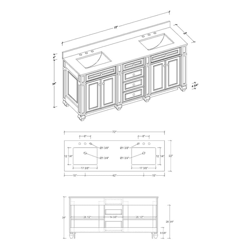 Winston 72" Double Vanity in White
