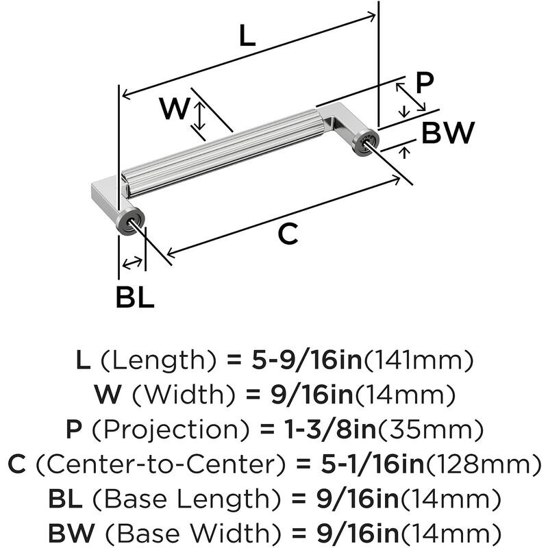 Amerock BP37644 Ballard 5-1/16" Center to Center Fluted Handle Cabinet
