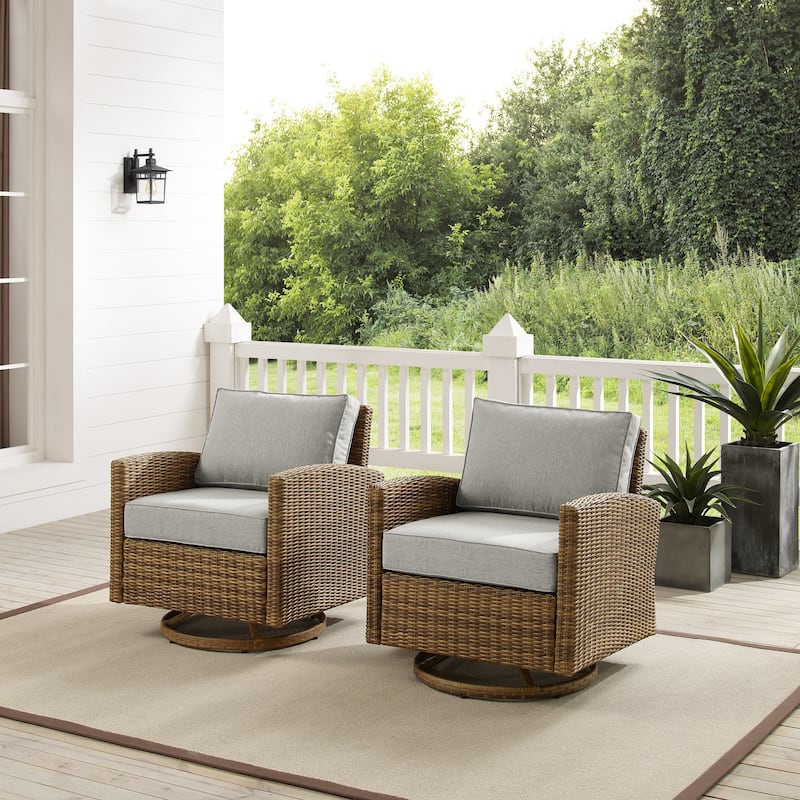 Crosley Bradenton 2Pc Outdoor Wicker Swivel Rocker Chair Set