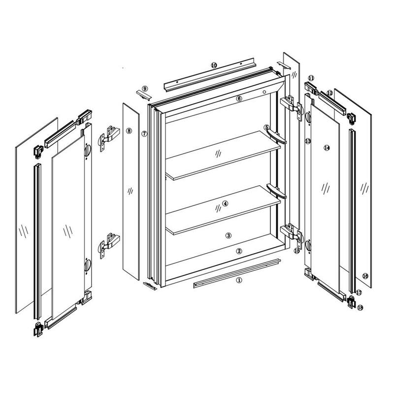 Rectangular Aluminum Recessed Mount/Surface Mount Medicine Cabinet with Mirror and Adjustable shelves