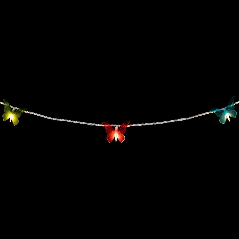 10ct Colored Summer Butterfly Patio String Light Set 9ft White Wire