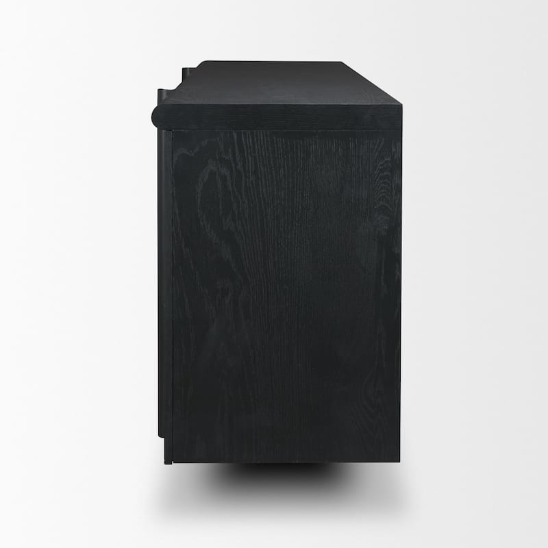 Rowan Black Oak Wood Closed 4 Door Sideboard - 82.0L x 20.0W x 32.0H