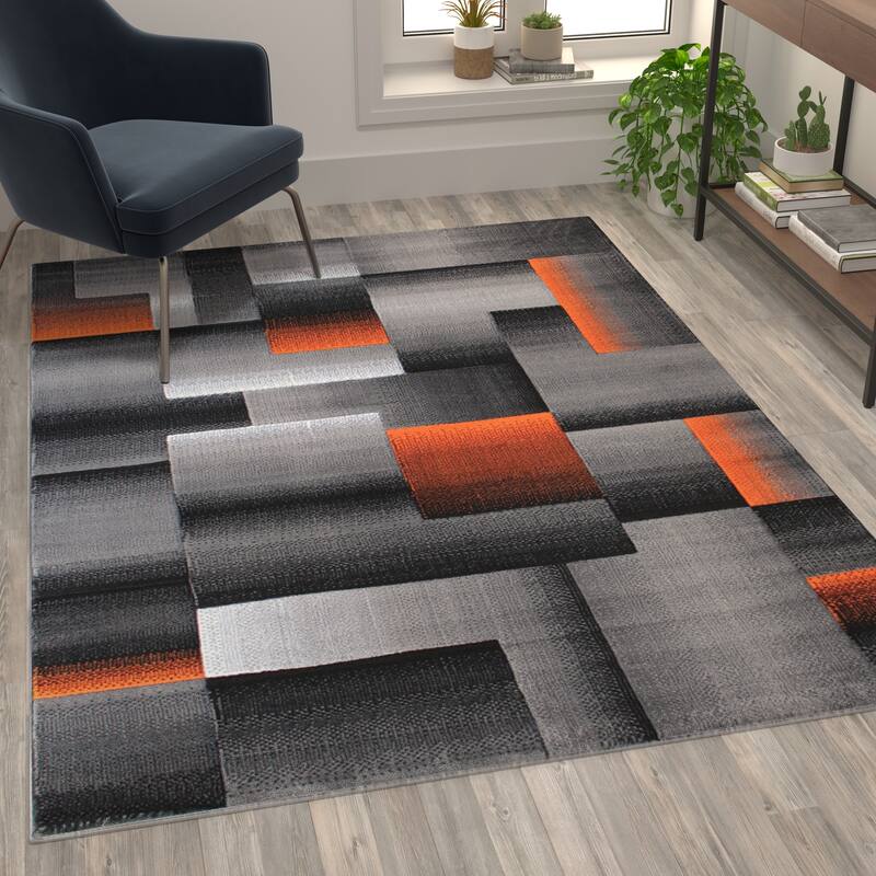 Modern Geometric Style Color Blocked Indoor Area Rug