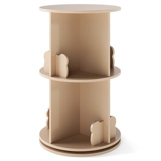 Gymax Kids Rotating Bookshelf Round Spinning Corner Bookcase w/Bear