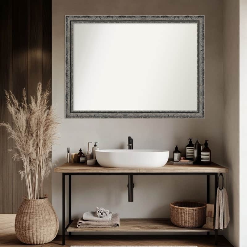 Filigree Non-Beveled Framed Bathroom Vanity Wall Mirror