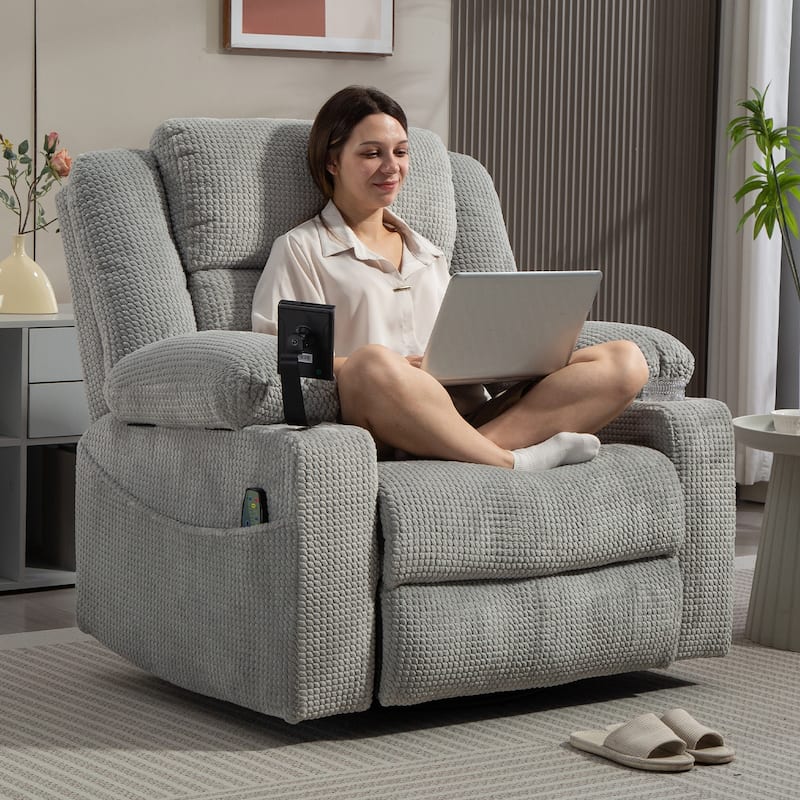 Oversized 270° Swivel Rocker Recliner Chair with Adjustable Headrest & Infinite Position