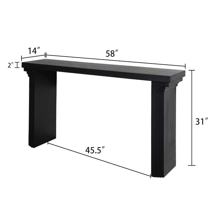 Versatile Curved Carving Accent Table Minimalist Console Table with Natural Wood Grain Texture for Entryway Living Room Hallway