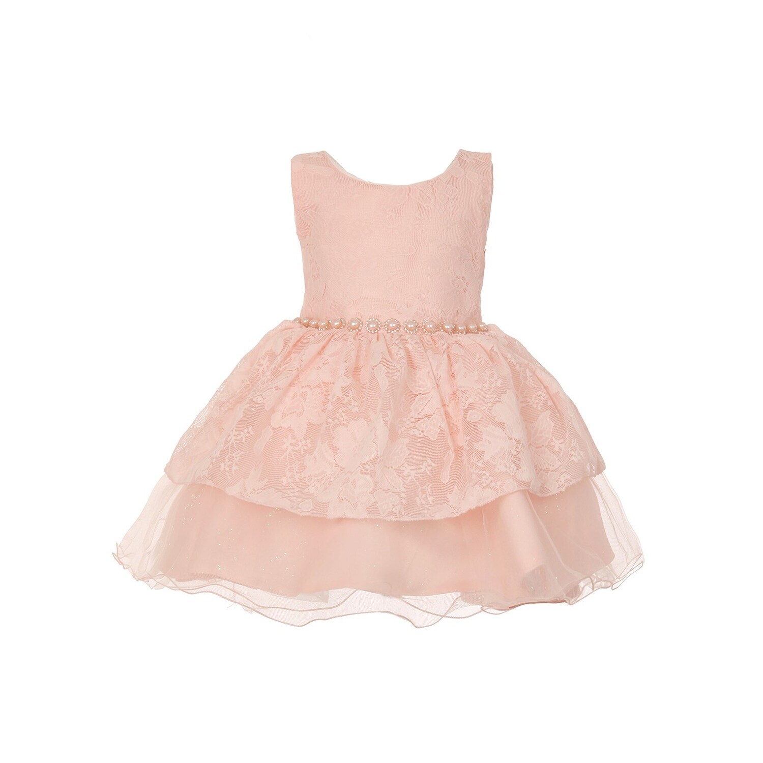 Shop Baby Girls Blush Lace Sparkling Mesh Layered Ribbon Flower