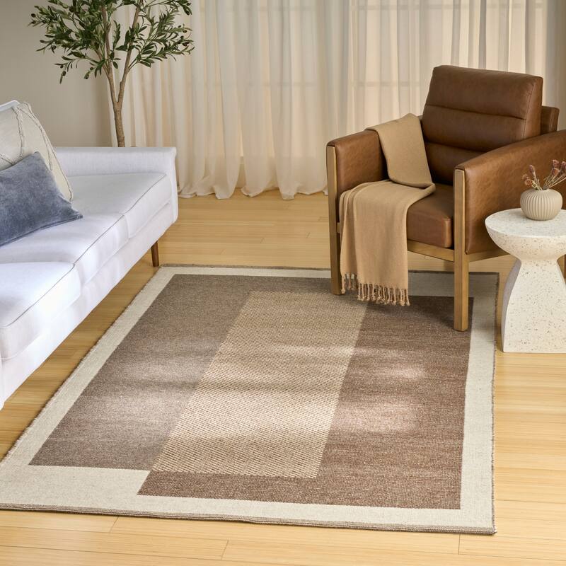 Nourison Copenhagen Flatwoven Wool Indoor only Geometric Area Rug - 8' x 10' - Ivory/Mocha