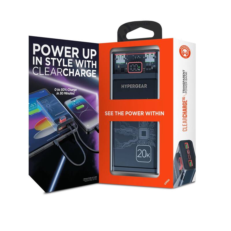 HyperGear ClearCharge XL 20000mAh Transparent PD Power Bank