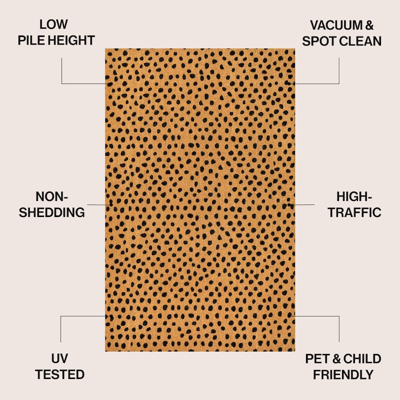 Daphne Modern Classic Animal-Spot Bordered Coir Indoor/Outdoor Area Rug