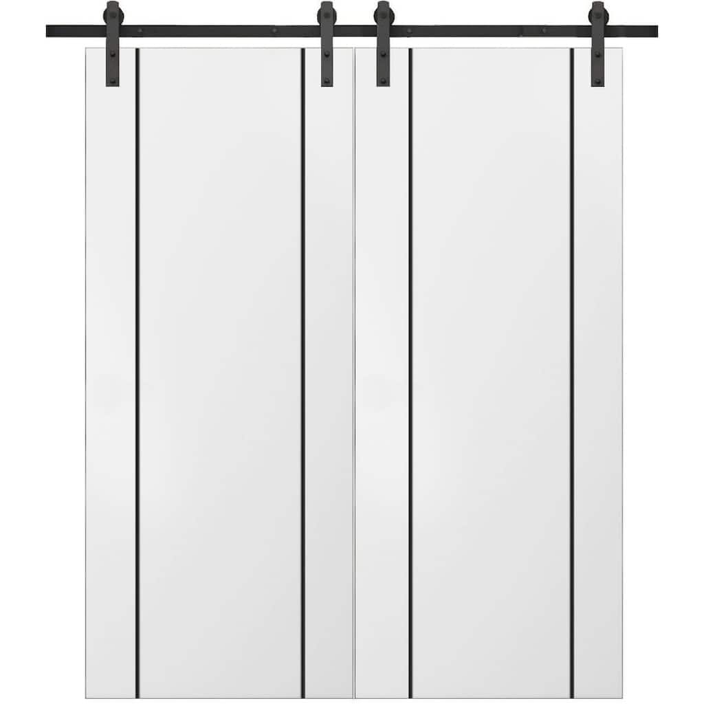Sturdy Double Barn Door 36 x 80 with Planum 0016 White Silk with 13FT