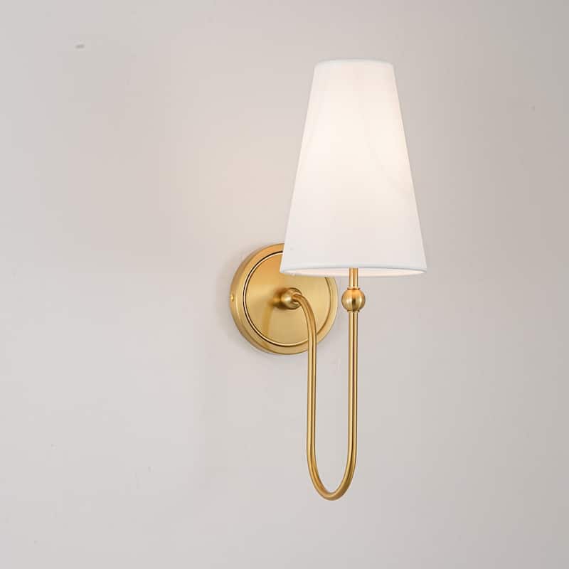 1-Light Gold/Black Finish Fabric Wall Sconce for Bedroom - 1 Light - Gold