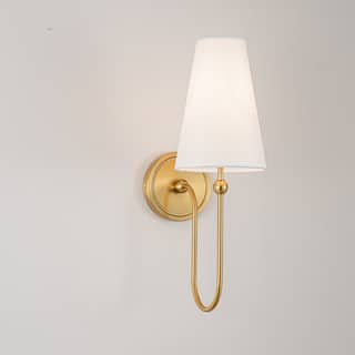 1-Light Gold/Black Finish Fabric Wall Sconce for Bedroom