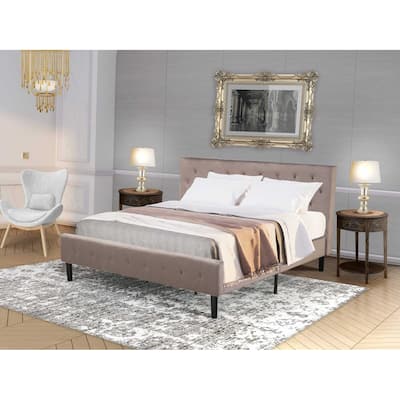 Velvet Platform Bed - Tufted Headboard & Footboard - Modern Bedroom Furniture