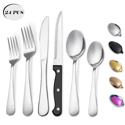 48 Pieces Flatware Set With Steak Knives Stainless Steel Service For 8