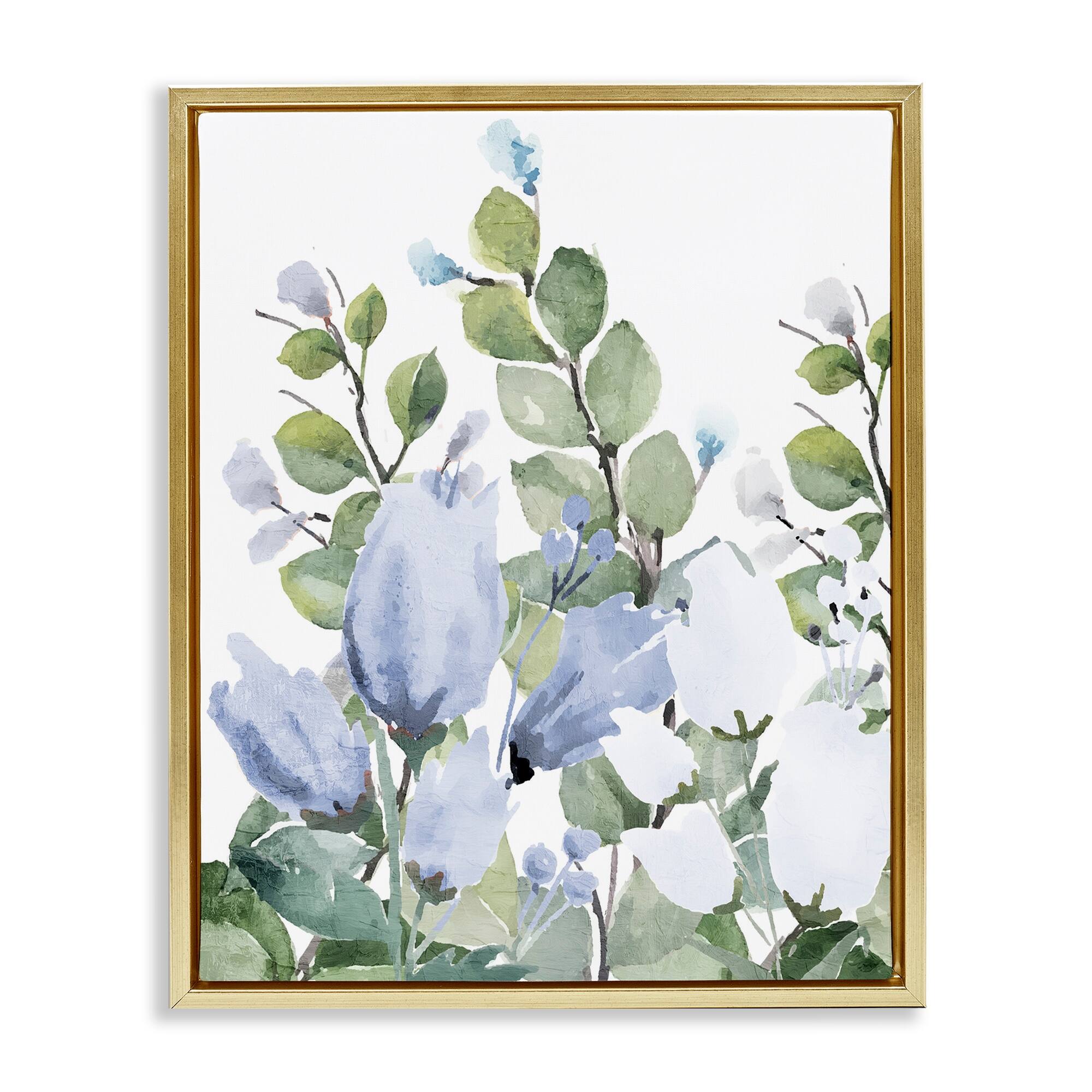 Stupell Blue Spring Botanicals Framed Floater Canvas Wall Art Design By Kim Allen