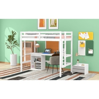 Twin Loft Bed with Desk, Writing Board & Drawers - Ideal for Kids