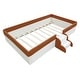 preview thumbnail 13 of 36, Brown White Sofa Bed Two-color Daybed Toddler Floor Bed with Fence and Stairs Grounded Wood Slat Support Frame Upholstered Bed