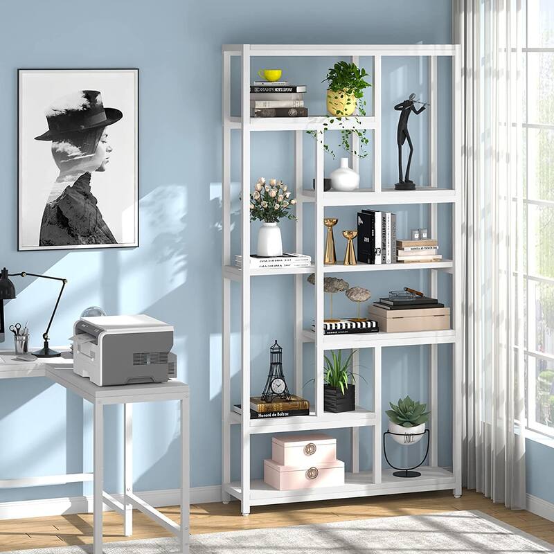 79 Inches Extra Tall Bookshelf Bookcase with 10-open Shelf - 39.37”(L) x 11.8”(D) x 78.74”(H)