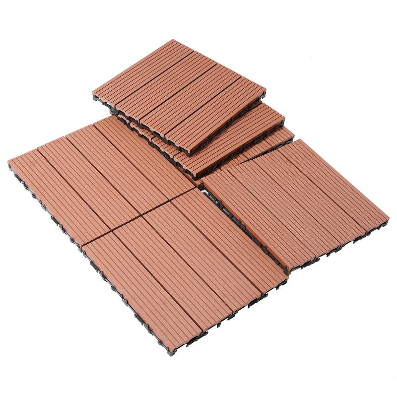 11.8" x 11.8" square wood-plastic composite deck tiles - Mahogany