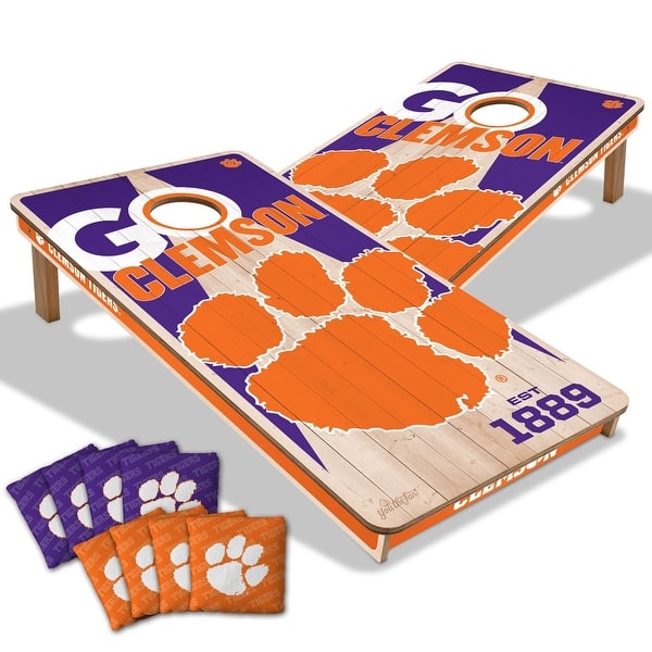 slide 2 of 6, Clemson Tigers NCAA 2x4 Cornhole Board Set Include Carrying Case