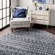preview thumbnail 33 of 37, Nuloom Beige Geometric Moroccan Trellis Shag Rug 6'7" Round - Gray - Round