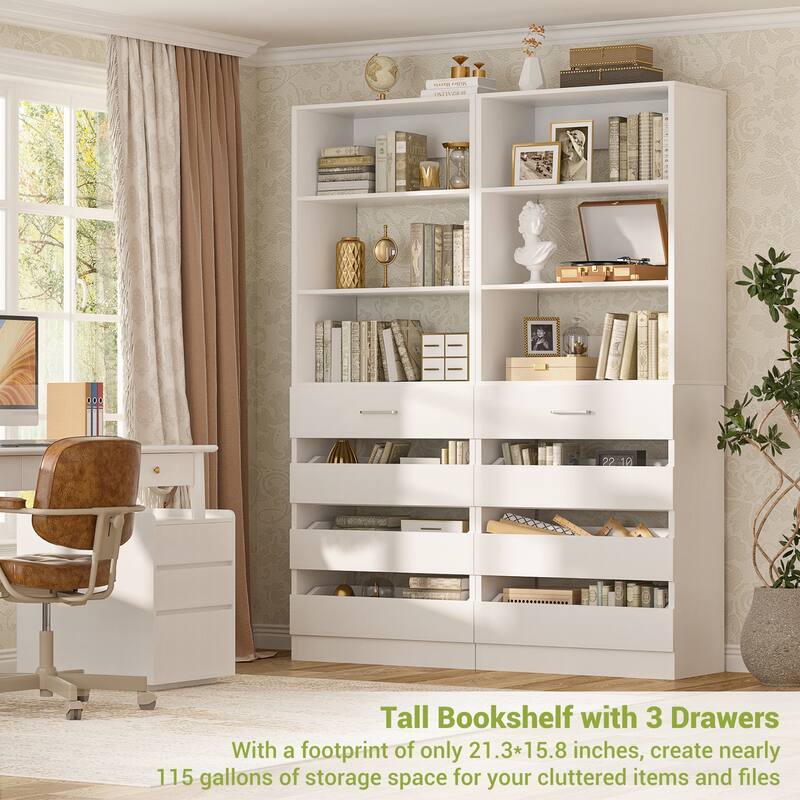 21.3'' W Closet System with 4 Wooden Drawers, 1.78FT Walk-in Closet Organizer Wardrobe with Adjustable Open Shelves