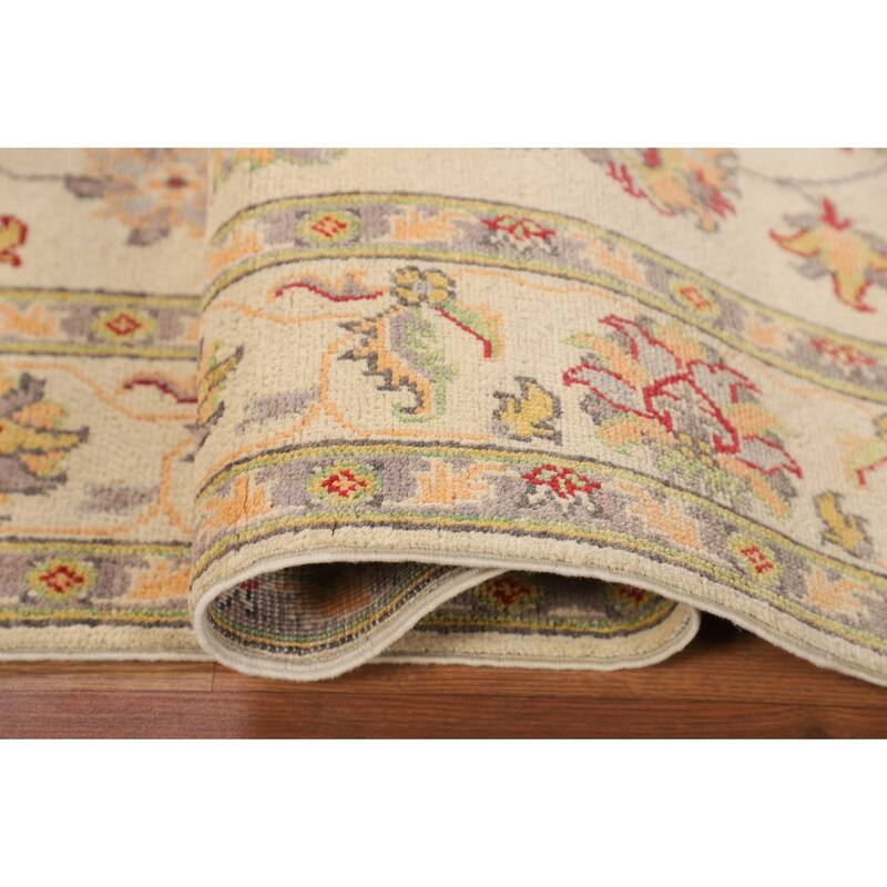 Transitional Floral Oushak Area Rug Hand-Knotted Wool Carpet - 4'11" x 7'8"